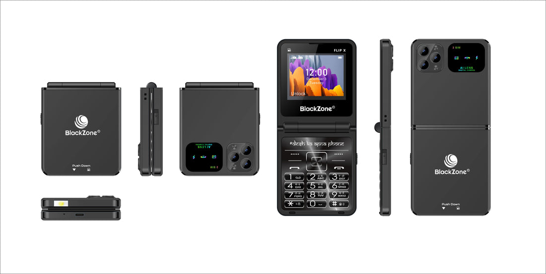 BlackZone Flip X - Dual Screen Phone | Pocket Fit Size | Answer and End the Call with Flip