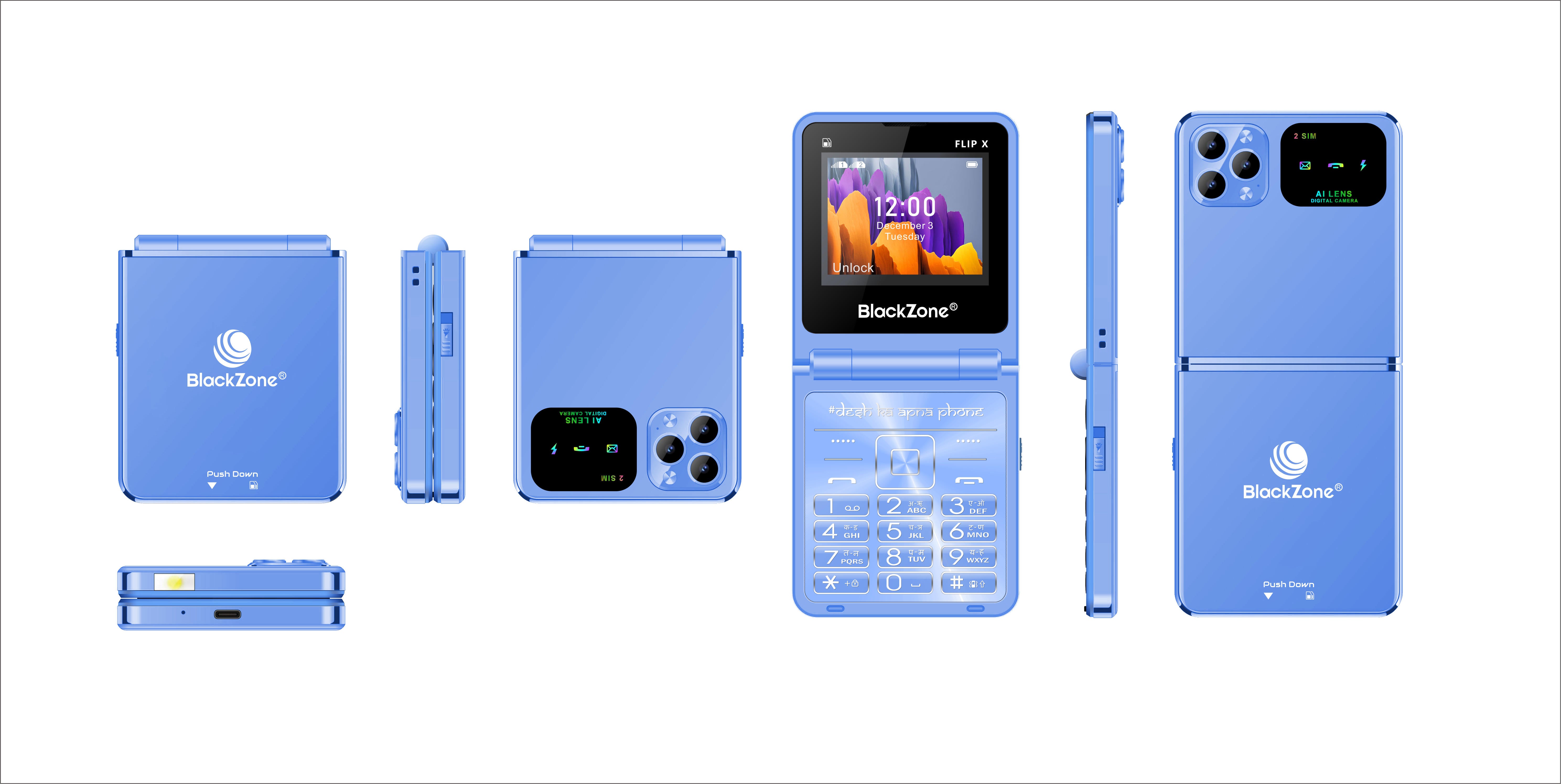 BlackZone Flip X - Dual Screen Phone | Pocket Fit Size | Answer and End the Call with Flip