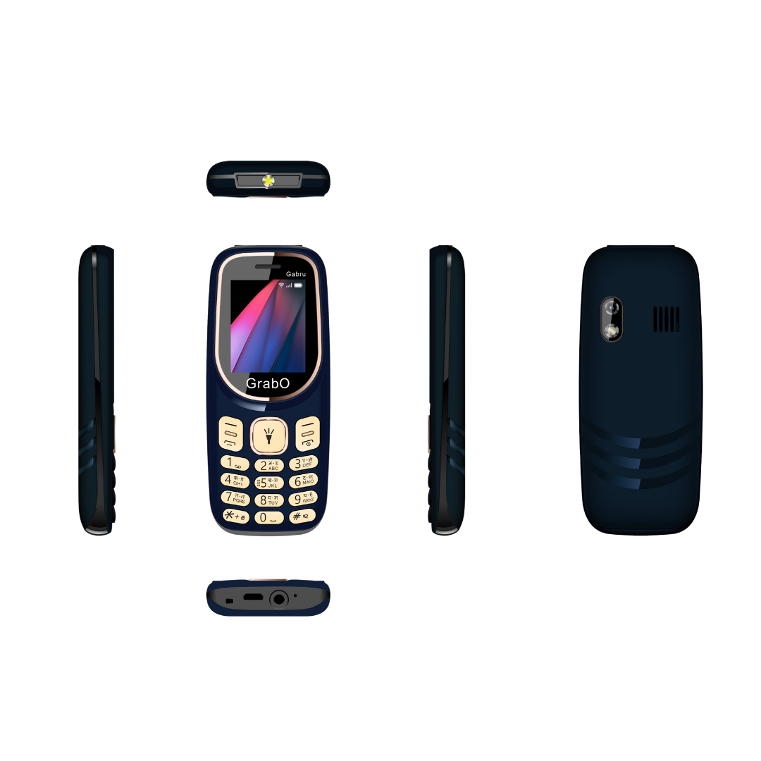 GrabO GABRU | Dual SIM Keypad Mobile | 1100mAh Battery | Wireless FM | Torch | Auto Call Recording | 1.77″ Display | Music/MP3 Player | Made in India