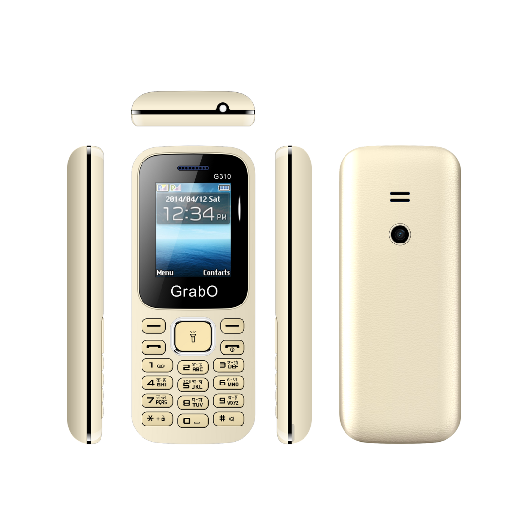 GrabO G310 | Dual SIM Keypad Mobile | 1100mAh Battery | Wireless FM | Torch | Auto Call Recording | 1.77″ Display | Music/MP3 Player | Made in Indi
