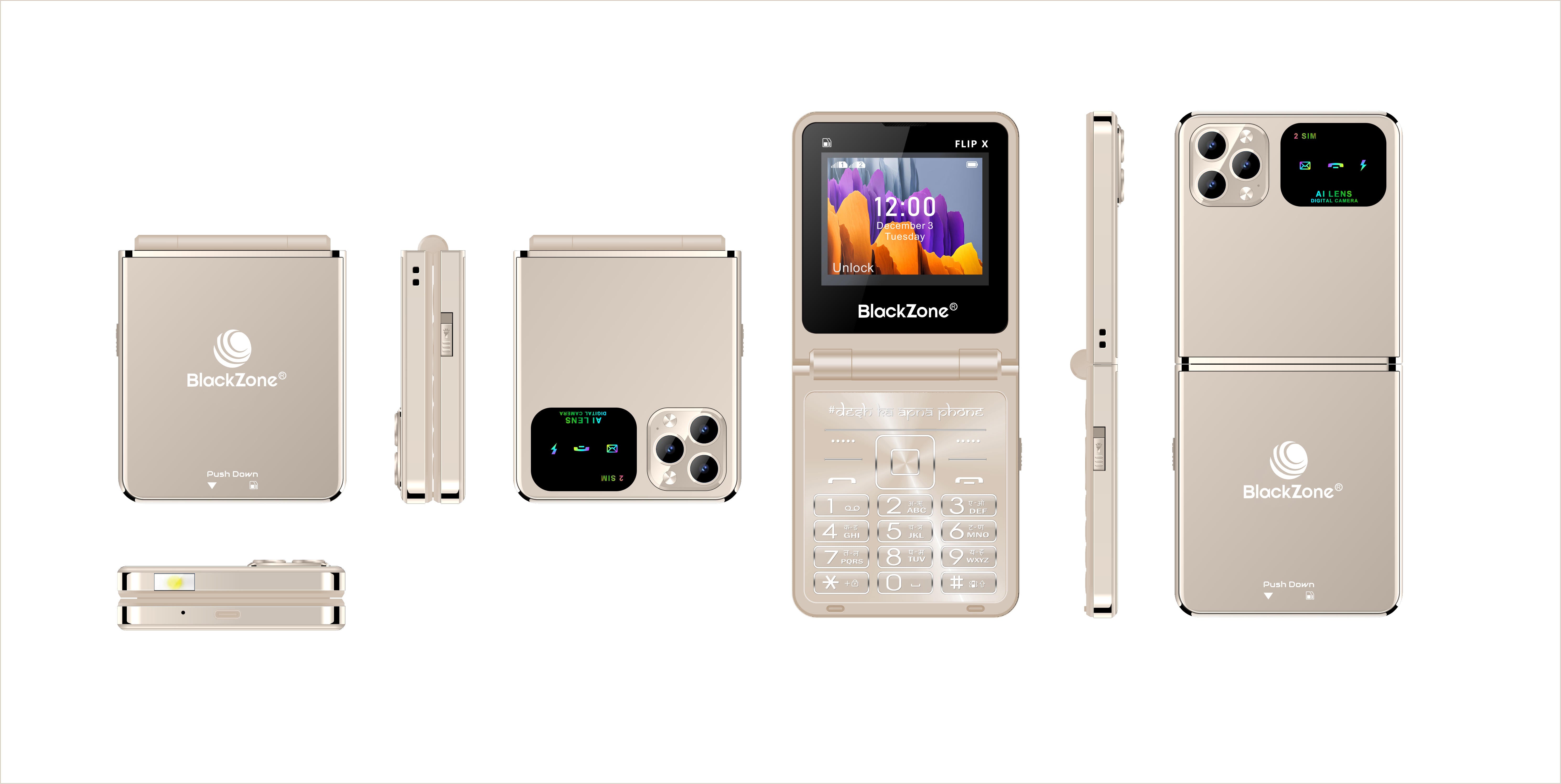BlackZone Flip X - Dual Screen Phone | Pocket Fit Size | Answer and End the Call with Flip