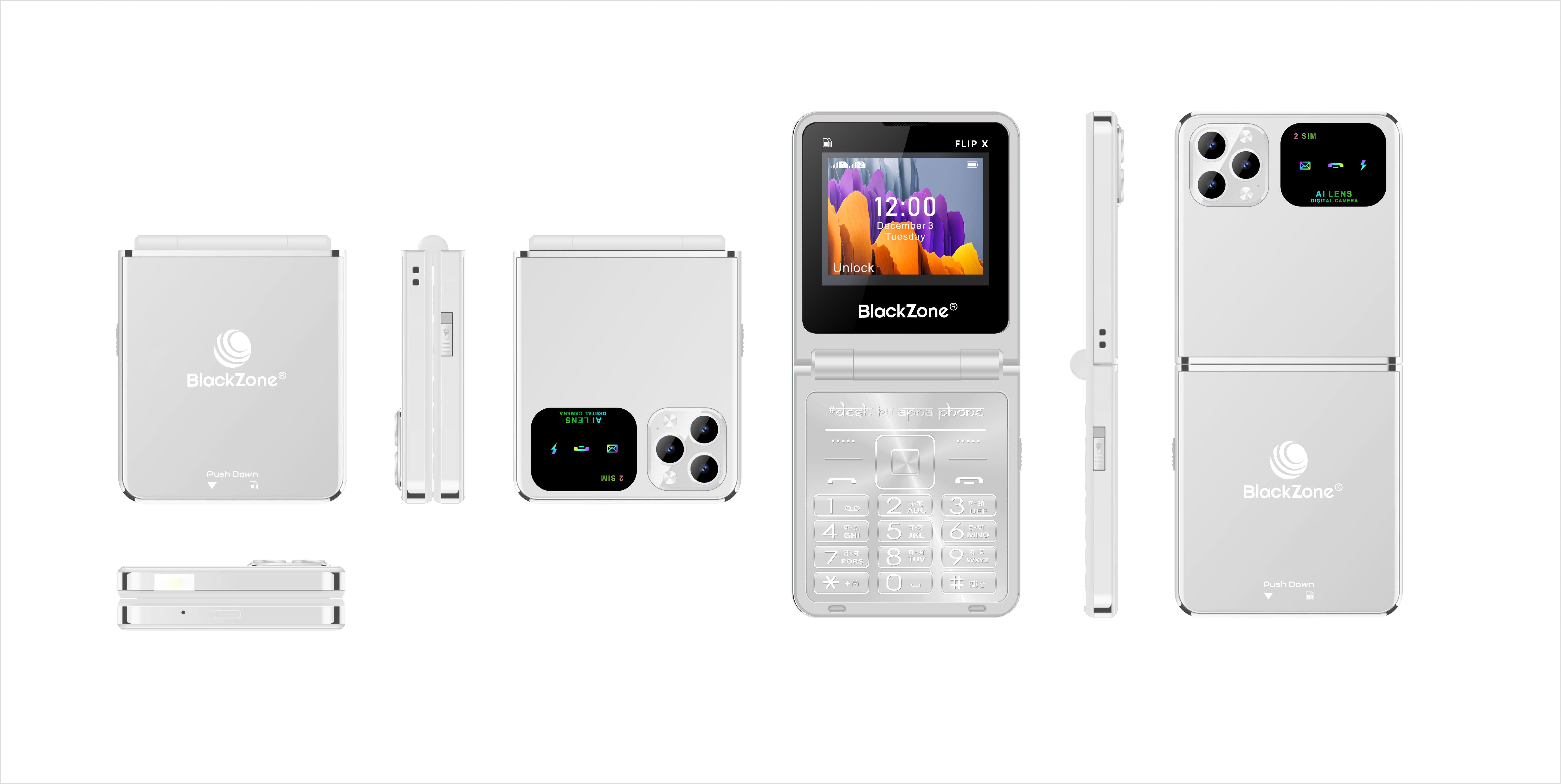 BlackZone Flip X - Dual Screen Phone | Pocket Fit Size | Answer and End the Call with Flip