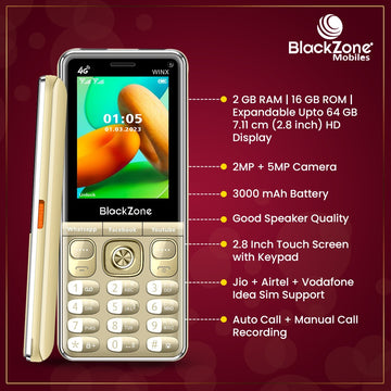 BlackZone WINX 4G Volte with 2.8 Inch keypad ,Touch Screen & Support all Android Features