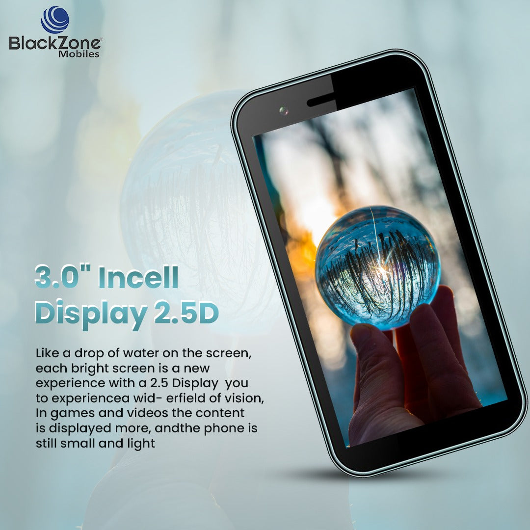 BlackZone iLite | 3.0' Incell Display | 3GB RAM | 16 GB ROM | 8 MP Triple Rear Camera | USB Type C | 2000 mAh Battery