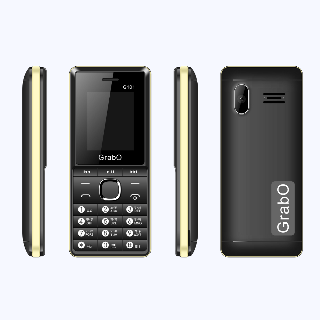 GrabO G101 | Dual SIM Keypad Mobile | 1100mAh Battery | Wireless FM | Torch | Auto Call Recording | 1.77″ Display | Music/MP3 Player | Made in India