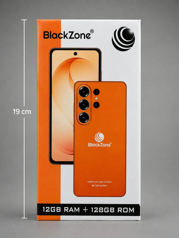 BlackZone BZ S26 Ultra+ Smartphone – 6.8" Big HD Display, 12GB RAM, 128GB ROM, Android 14, 32MP Rear & 16MP Front Camera, 5000mAh Battery, MTK 6765 Processor, Gravity Sensor, Face ID, Stylus