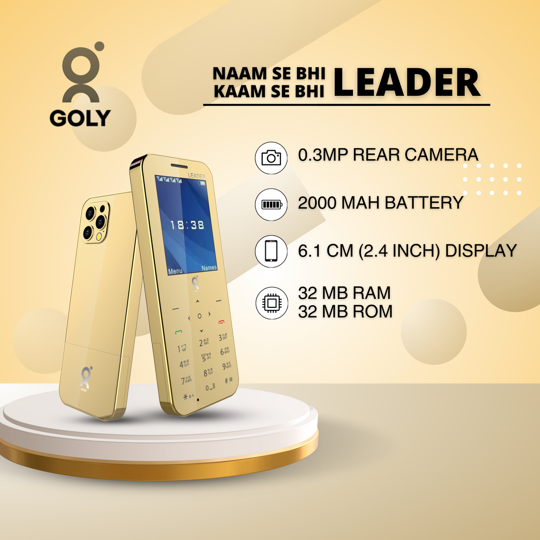 GOLY LEADER  2.4 Inch Display with 2000mAh Big Battery Dual SIM