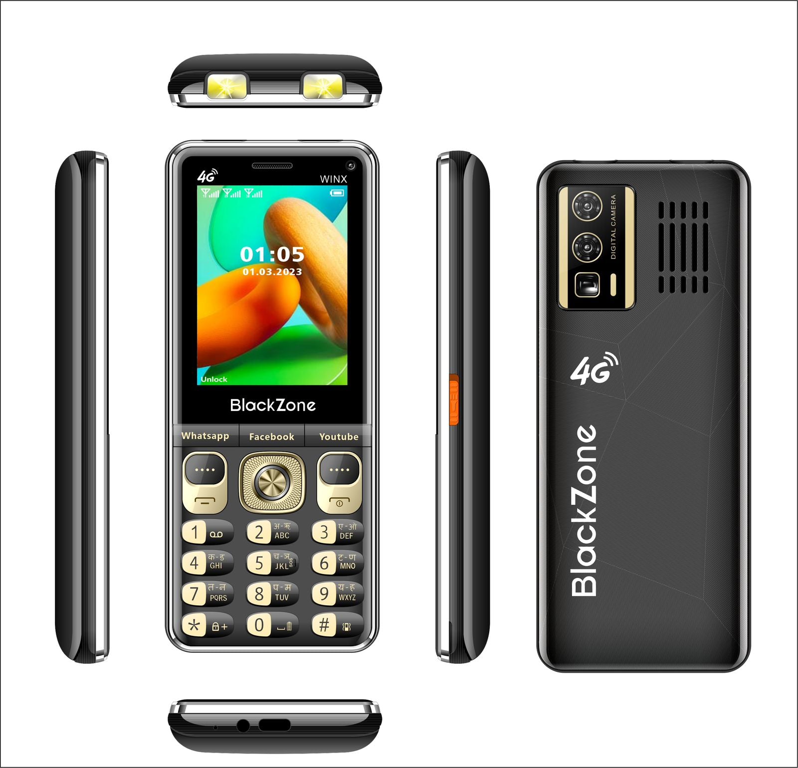 BlackZone WINX 4G Volte with 2.8 Inch keypad ,Touch Screen & Support a