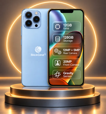 BlackZone AVIATOR 4G | 12GB RAM + 128GB Storage | 6.3"  Inch LCD Display | Android 14 | 12MP + 5MP Rear | 20MP Front Camera | 5000mAh Battery | Face ID Unlock | Dual SIM Smartphone