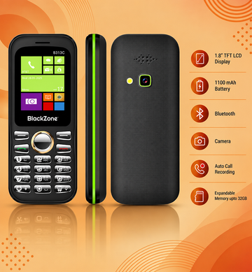 BlackZone 312C | 1.8 Inch TFT LCD Display | Bluetooth | Dual SIM | Camera | Real Mp3 & Mp4 Player | 3.5 mm Audio Jack | Expandable Memory upto 32GB