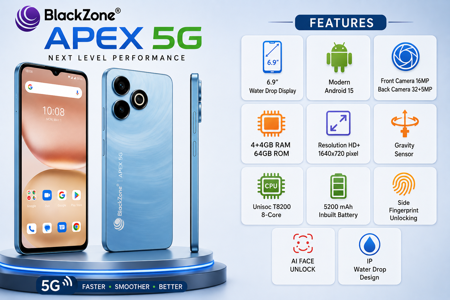 APEX 5G – 4+4GB RAM + 64GB ROM | 6.9