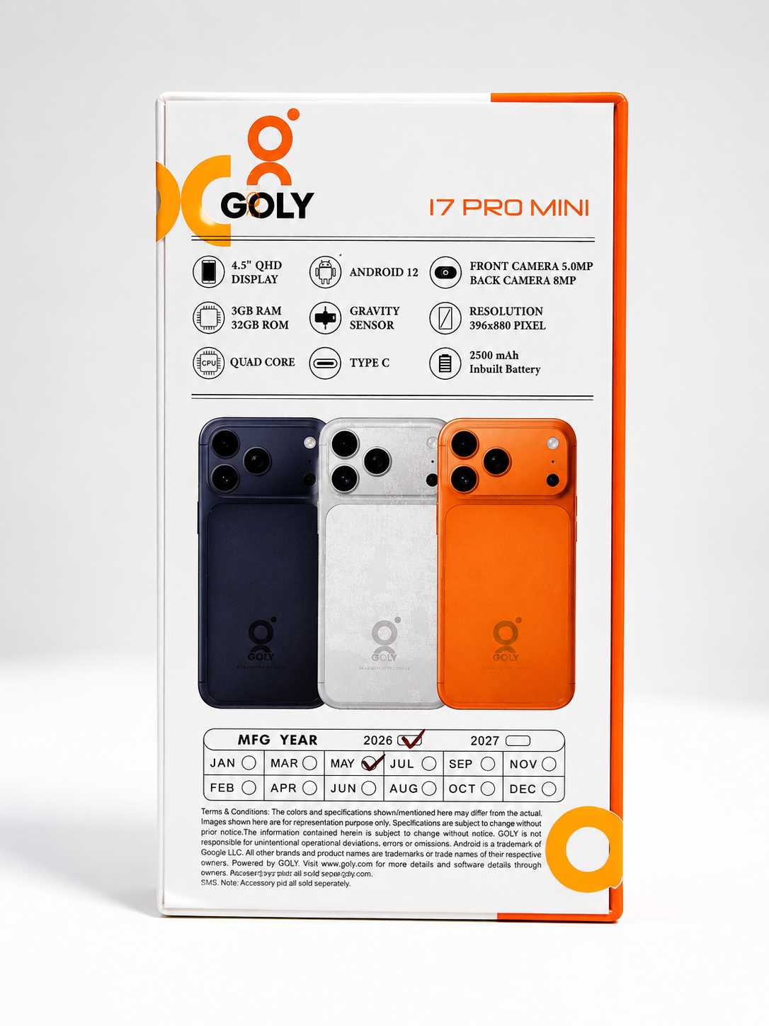 GOLY I7 PRO MINI | 3GB+32GB | 4.5” QHD | Android 12 | 8MP+5MP | 2500mAh | Type-C