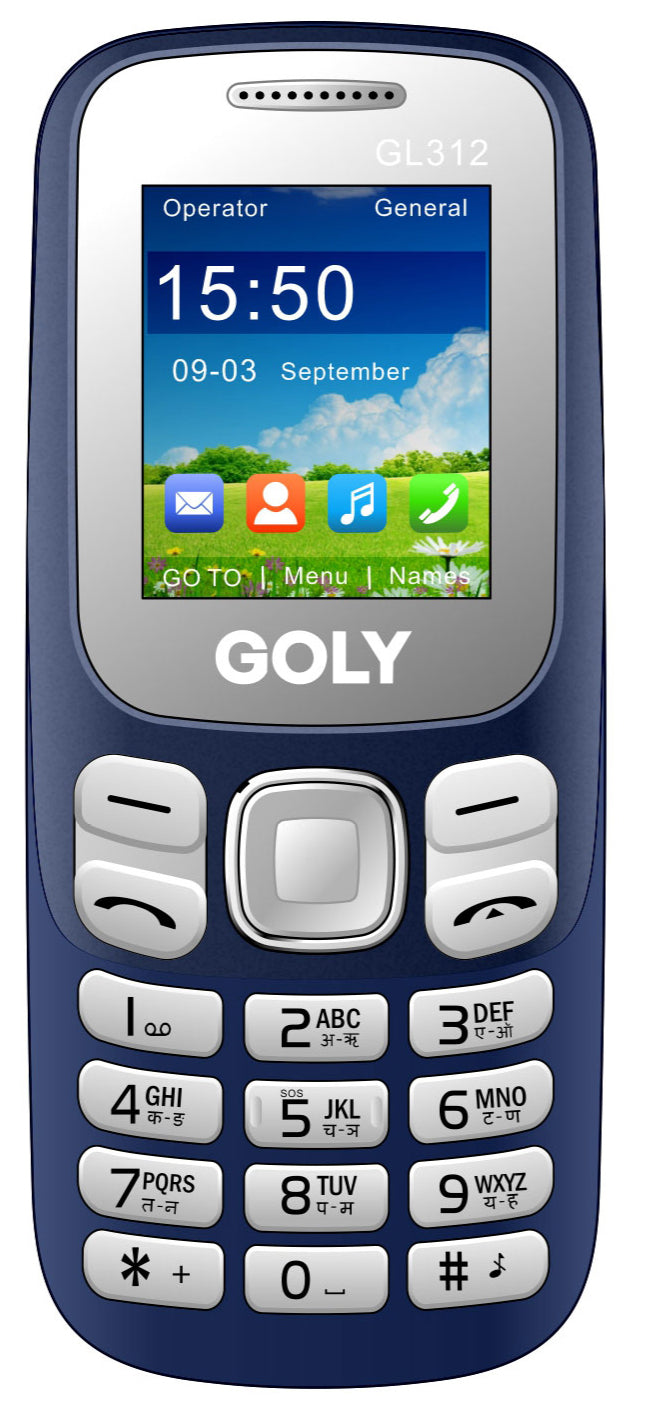 GOLY GL312 1.77" Display Feature Phone, 1100mAh Big Battery with Dual SIM 2G Network Phone