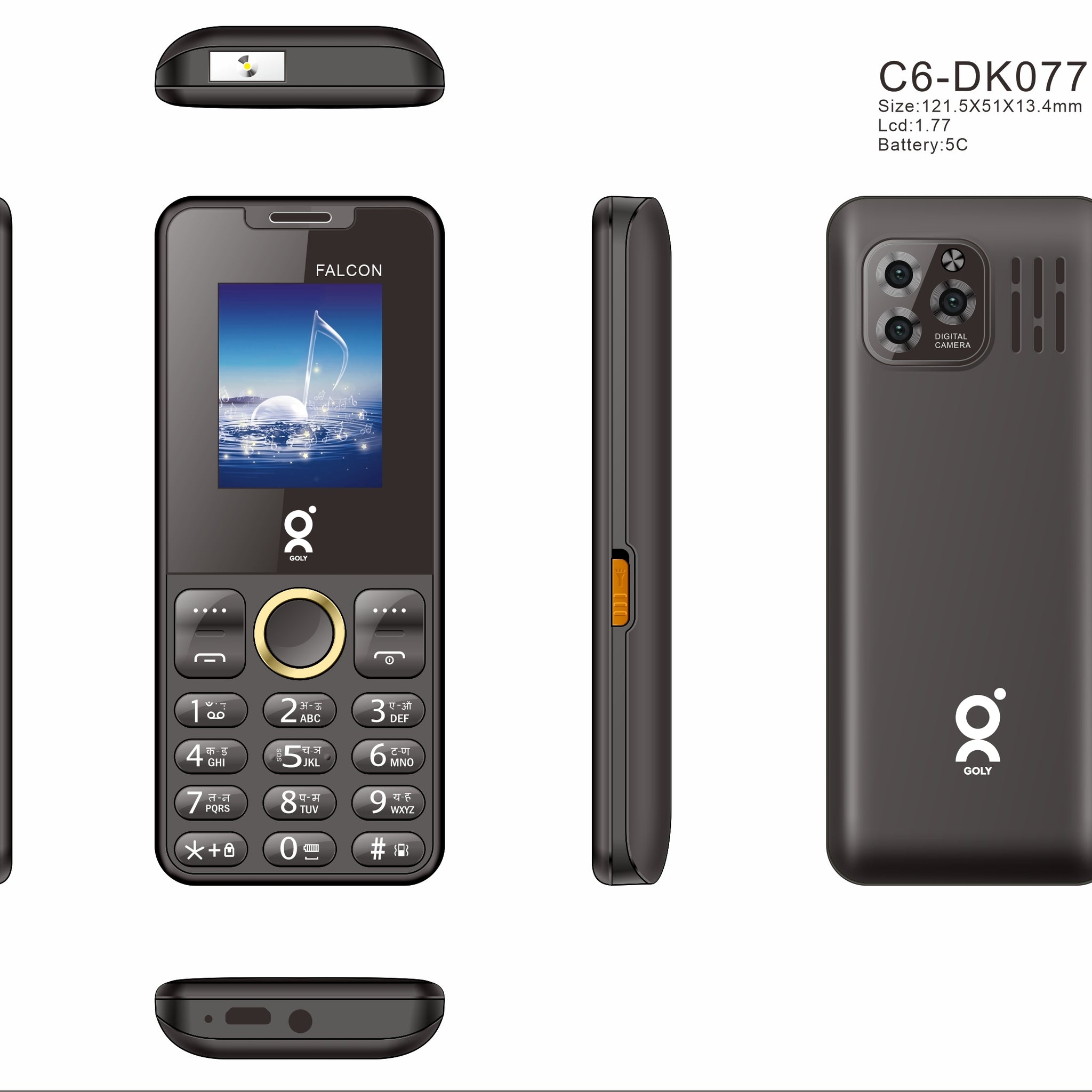 GOLY FALCON 1.8" Display Feature Phone, 1100mAh Big Battery with Dual SIM 2G Network Phone&nbsp;