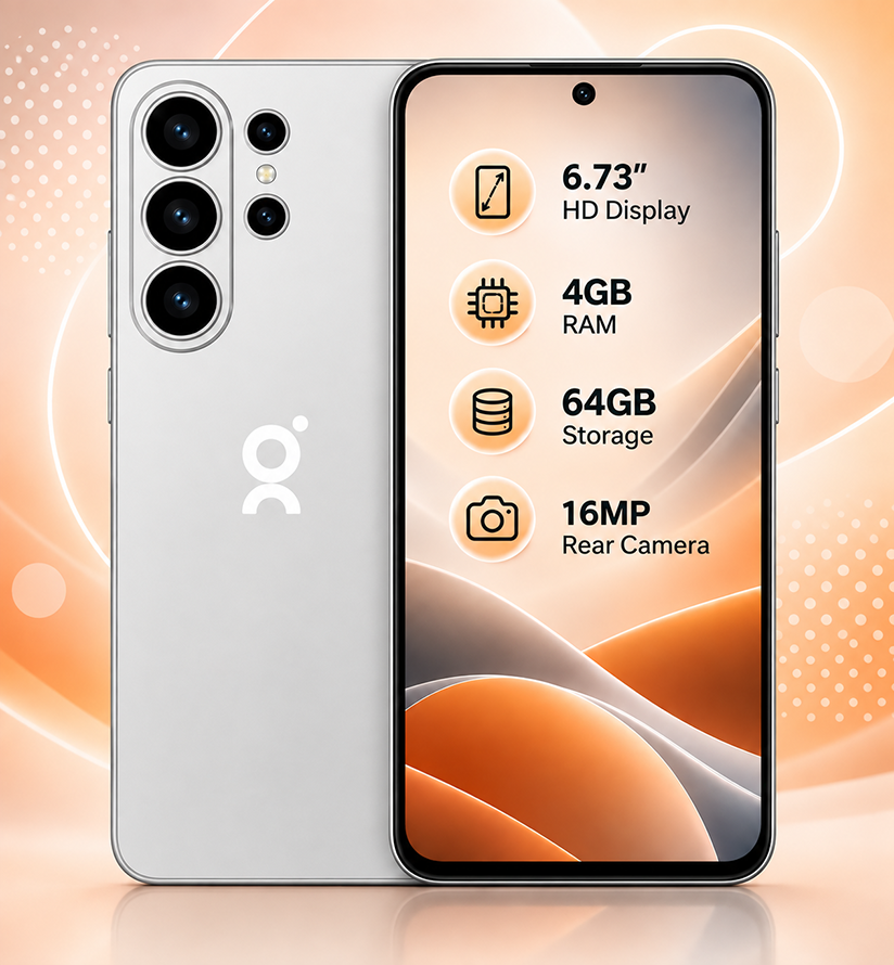 GOLY NOVA S26 With Stylus (4GB RAM + 64GB ROM) | 6.73" HD Display | Android 12 | 5000mAh Battery | 16MP Rear Camera | Face ID | Dual SIM Smartphone