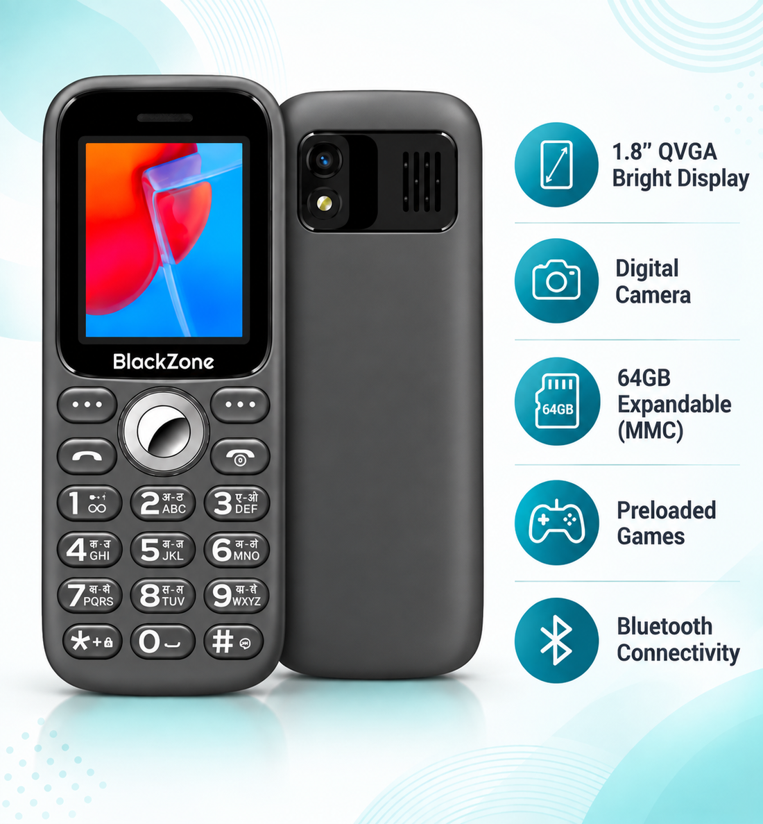 BlackZone GALAXY | 1.8 Inch QVGA Display | 1100mAh Big Battery | Digital Camera | 64GB Expandable | SOS Function