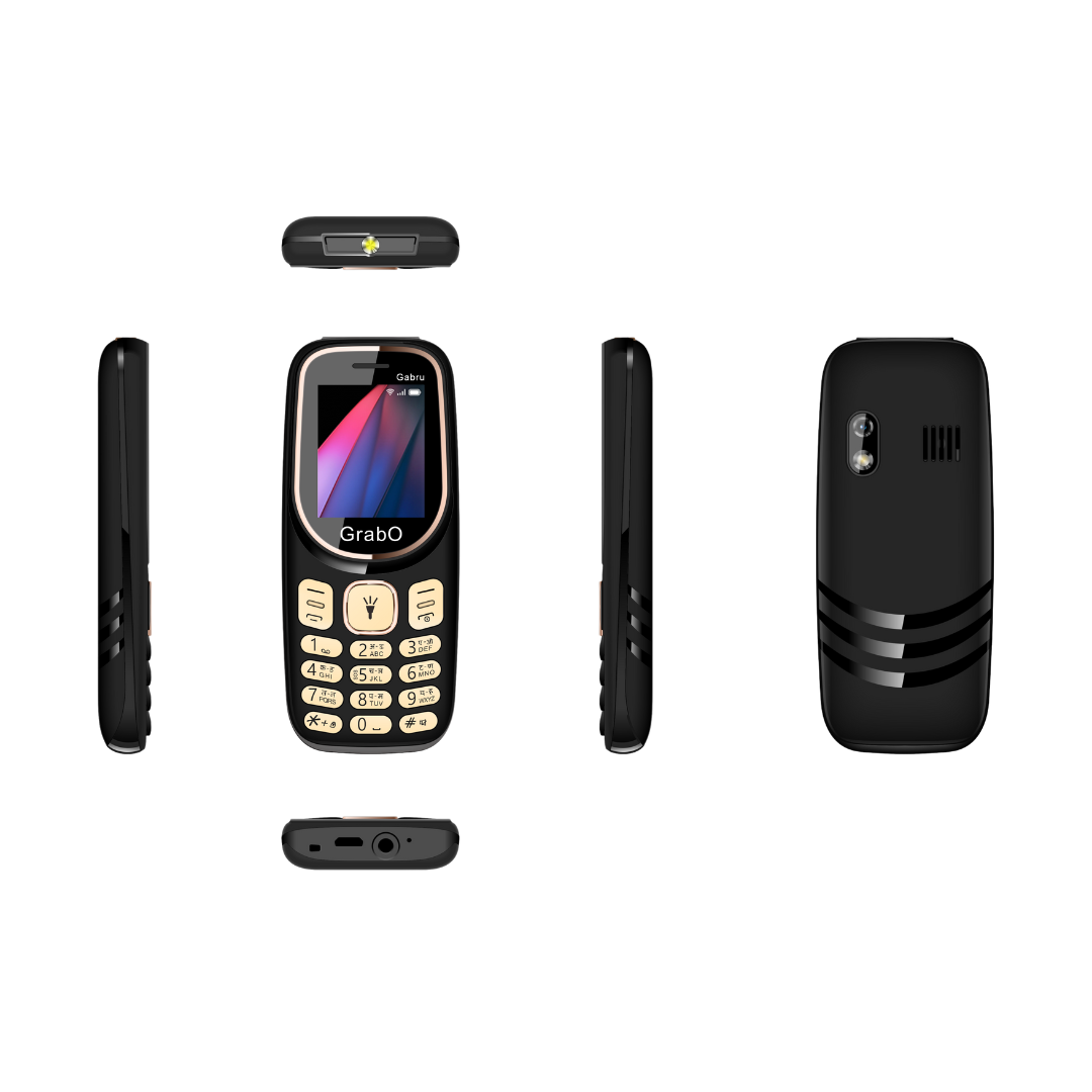 GrabO GABRU | Dual SIM Keypad Mobile | 1100mAh Battery | Wireless FM | Torch | Auto Call Recording | 1.77″ Display | Music/MP3 Player | Made in India