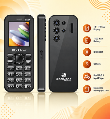BlackZone HEXA | 1.8 Inch TFT LCD Display | Bluetooth | Dual SIM | Camera | Real Mp3 & Mp4 Player | 3.5 mm Audio Jack | Expandable Memory upto 32GB