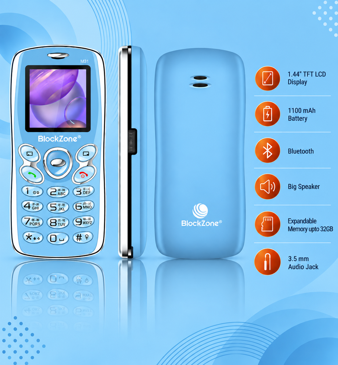BlackZone M31 | 1.44 Inch TFT LCD Display | Bluetooth | Dual SIM | Real Mp3 & Mp4 Player | 3.5 mm Audio Jack | Expandable Memory upto 32GB