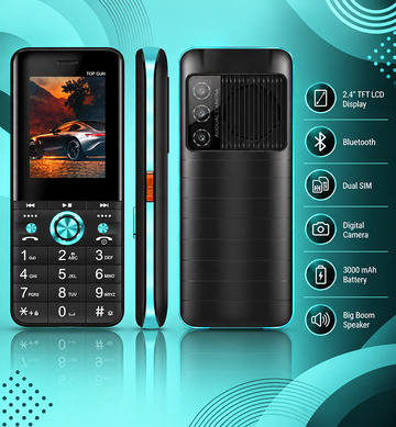 BlackZone TOP GUN | 2.4 Inch TFT LCD Display | Bluetooth | Dual SIM | Digital Camera | 3000 mAh Battery | Big Boom Speaker