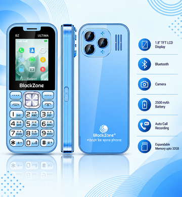 BlackZone ULTIMA | 1.8 Inch TFT LCD Display | Bluetooth | Dual SIM | Camera | Real Mp3 & Mp4 Player | 2500 mAh Battery | Expandable Memory upto 32GB