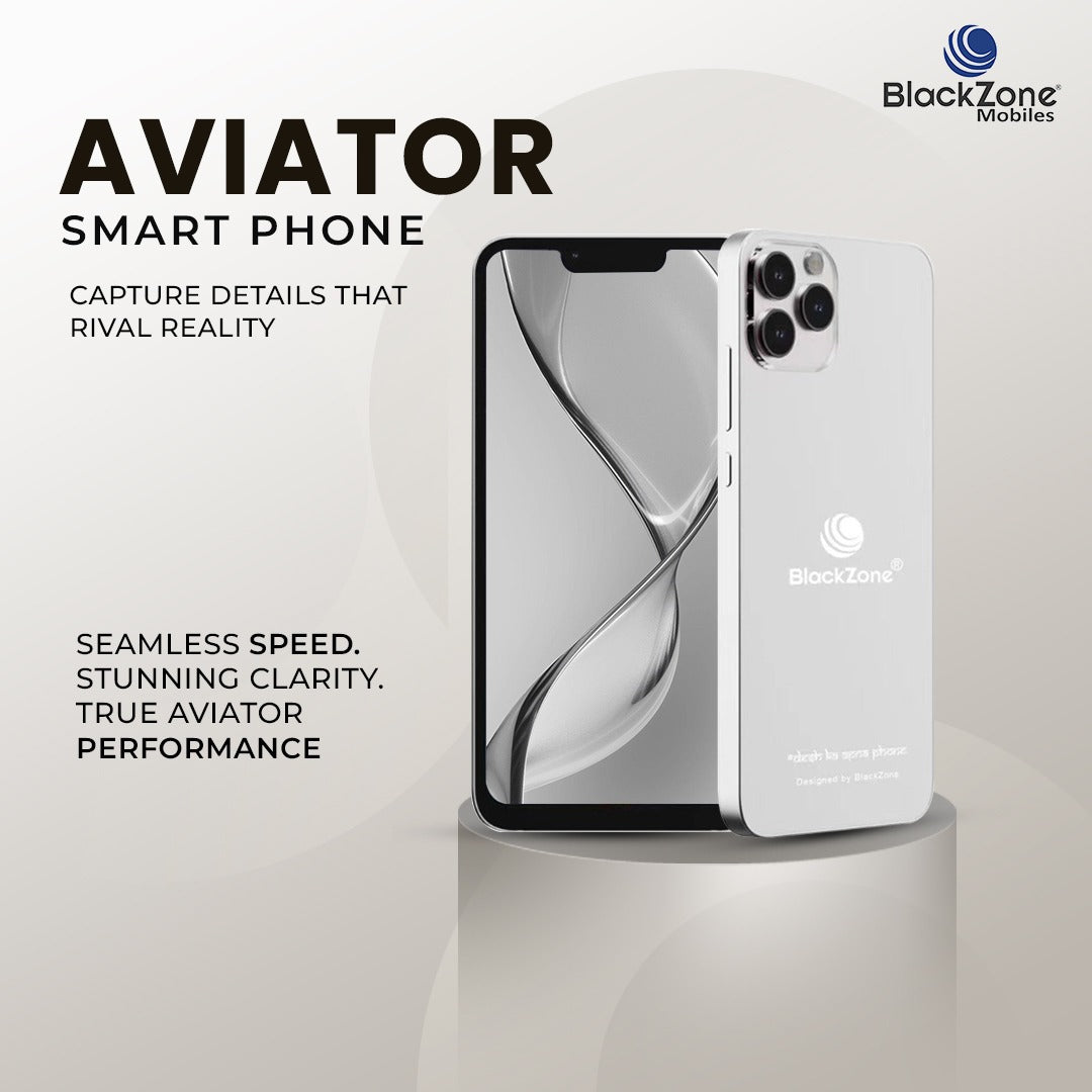 BlackZone Aviator - 12GB RAM, 128GB ROM | 6.3" HD IPS Display | Android 14 | Snapdragon 710 | 20MP Selfie Camera | Dual SIM 4G Smartphone