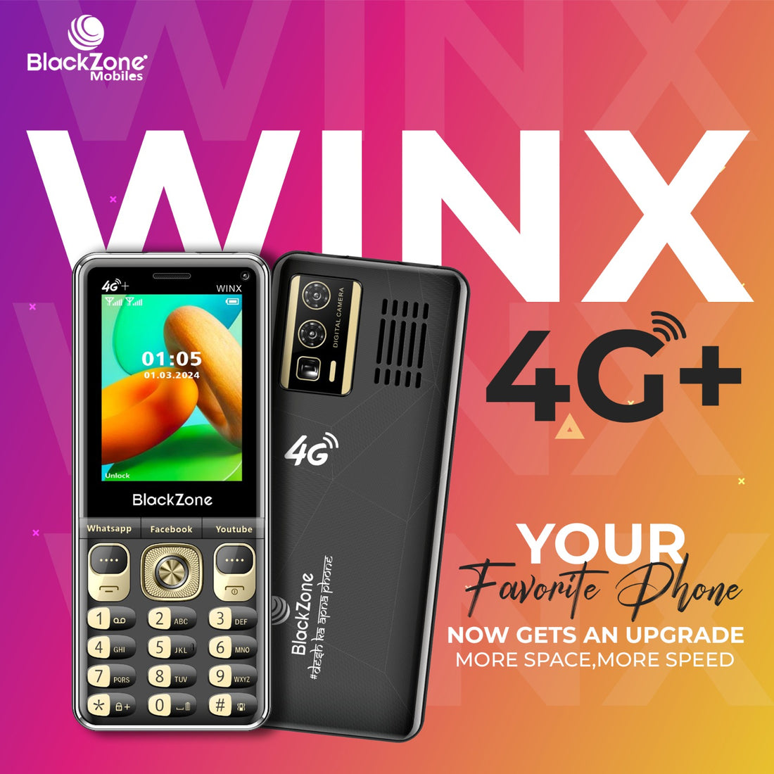 BlackZone WINX 4G PLUS   Volte with 2.8 Inch keypad ,Touch Screen & Support all Android Features