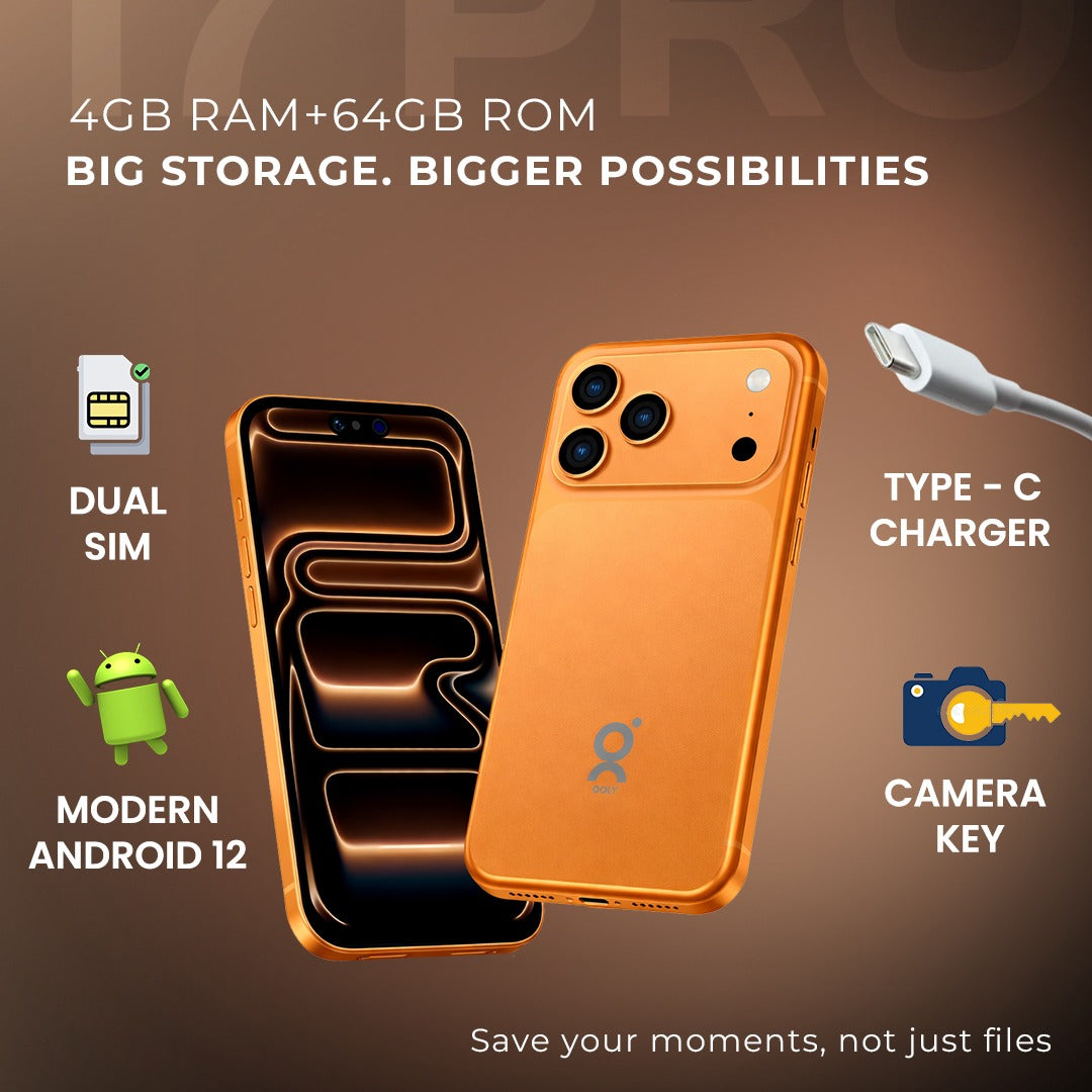 Goly 17 Pro Maxx 4G – 4GB RAM + 64GB ROM | 6.61" HD+ Incell Display | Android 12 | 16MP Rear + 8MP Front Camera | 5000mAh Battery | MTK6762CN | Type-C | Dual SIM Smartphone