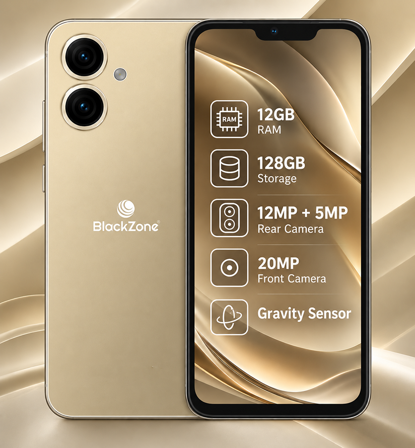 BlackZone iOnix Pro | 12GB RAM + 128GB ROM | 6.3" Inch LCD Display | Android 14 | 12MP + 5MP Rear | 20MP Front Camera | 5000mAh Battery | Face ID Unlock