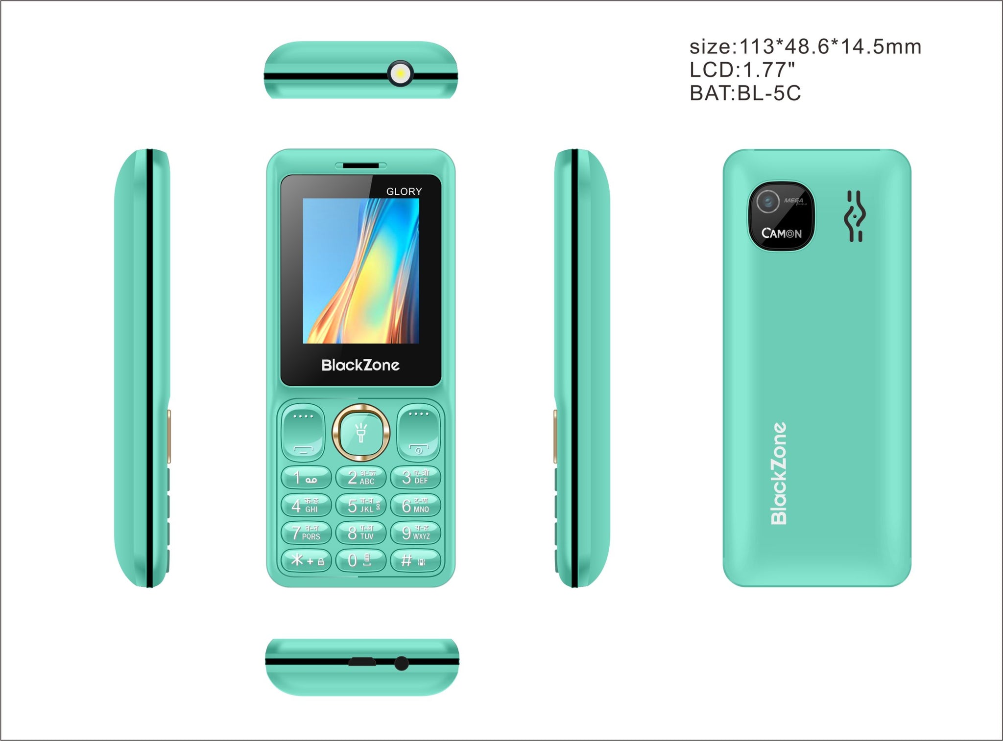 Blackzone GLORY Crystal keypad 1.8 inch Vibration Display with 1100mAh Big Battery